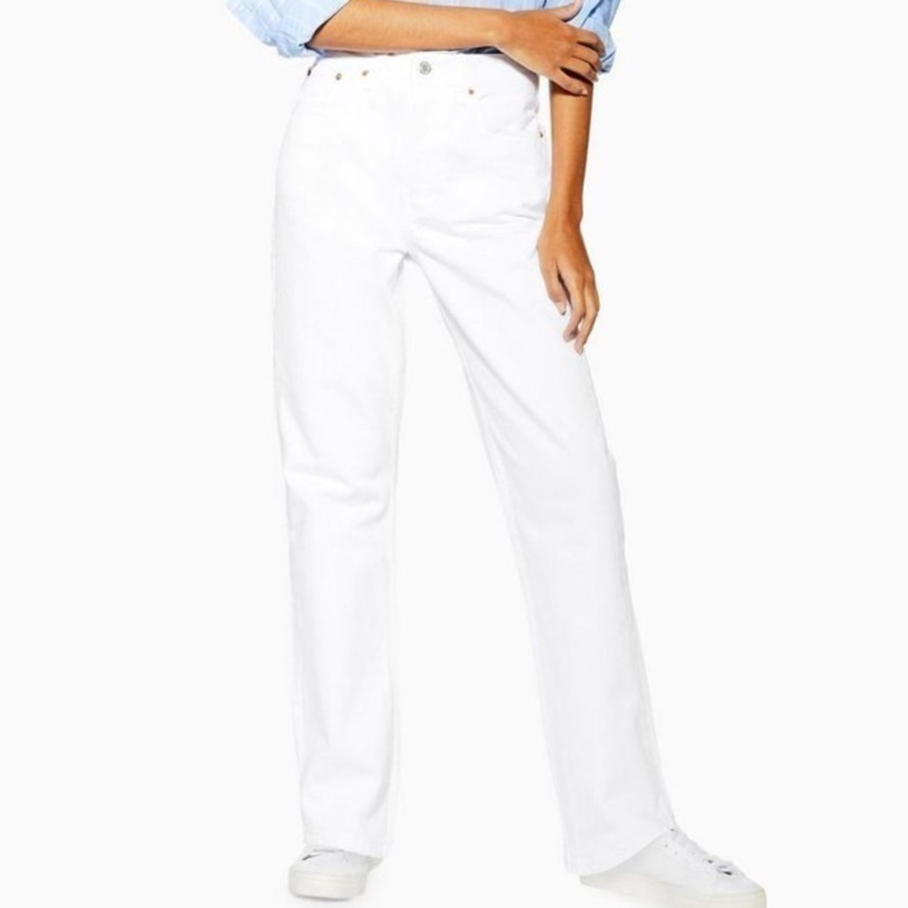 Topshop White High Rise Dad Jeans Size 26W Relaxed Fit